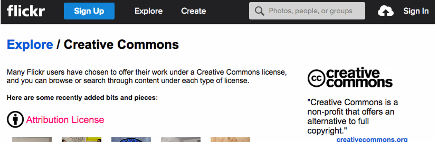 Flickr Creative Commons Screenshot